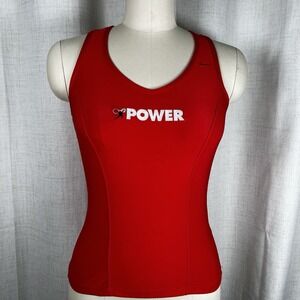 Nike Dri-Fit Womens Tank Top Small‎ Sleeveless Red Power Bicycle Swoosh Logo